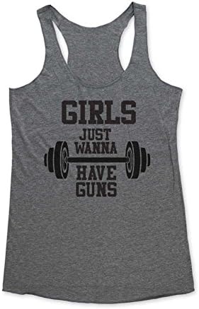 Girls Just Wanna Have Guns - funny workout tank top - Super Soft Tri-Blend Racerback Tank for Women (Medium, Heather Grey)