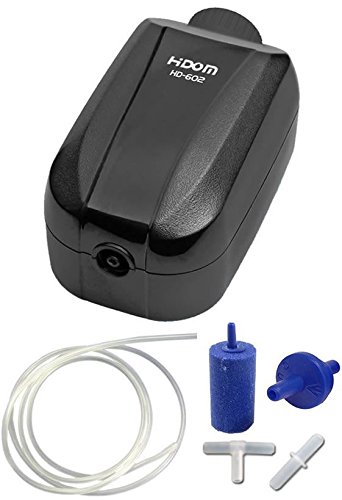 Hidom 2.5w Aquarium Adjustable Air Pump Single Valve HD-602 with Accessories,Black