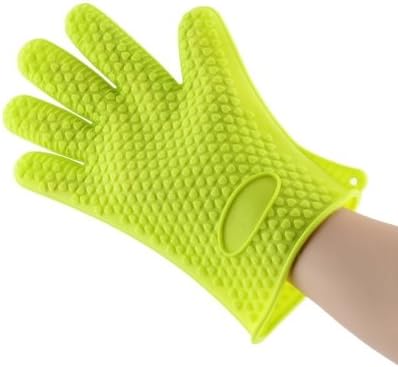Ekogrips BBQ Grill Gloves | Best Versatile Heat Resistant Oven Gloves | Lifetime Replacement | Insulated Silicone Oven Mitts For Grilling | Waterproof | Full Finger, Hand, Wrist Protection (Green)