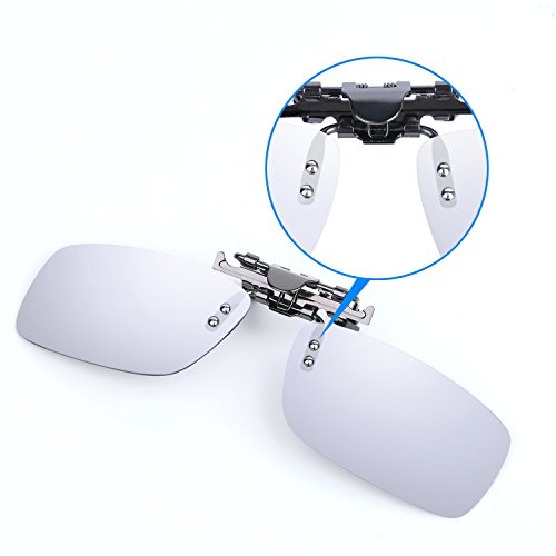 Besgoods Polarized Clip-on Flip up Metal Clip Sunglasses Lenses Glasses Unbreakable Driving Fishing Outdoor Sport New-Royal Blue Mirror Silver Mirror (Silver)
