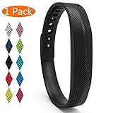KingAcc Compatible Fitbit Flex 2 Bands, Soft Silicone Replacement Band for Fitbit Flex 2, with Metal Buckle Fitness Wristband Sport Strap Women Men (1-Pack, Black, Small)