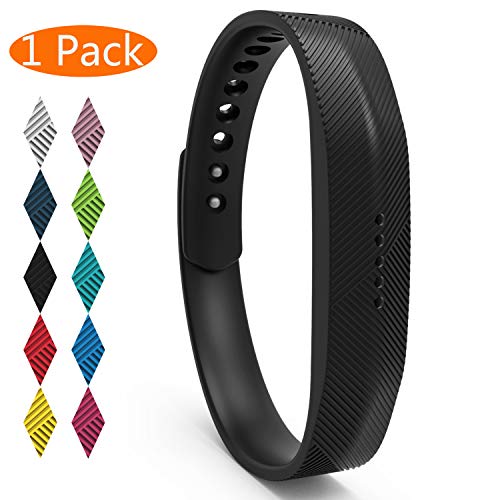 KingAcc Compatible Fitbit Flex 2 Bands, Soft Silicone Replacement Band for Fitbit Flex 2, with Metal Buckle Fitness Wristband Sport Strap Women Men (1-Pack, Black, Small)