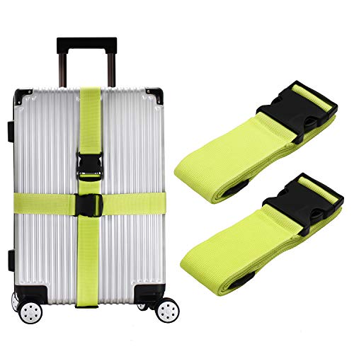 Luggage Straps Suitcase Belts Travel Accessories Bag Straps 2 PACK (Fluorescence Green) - Thumbnail 7