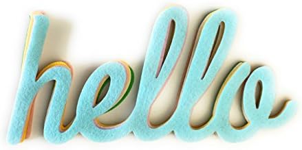 Set of six felt, die cut, EXTRA LARGE 9"x4" handwriting font appliqué, HELLO, for embellishing sewing and craft projects, SPRING COLORS
