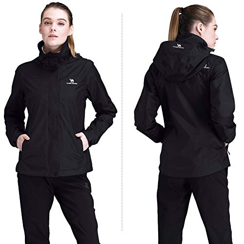 image for CAMEL CROWN Womens Waterproof Rain Jacket Lightweight Hooded Windbreak