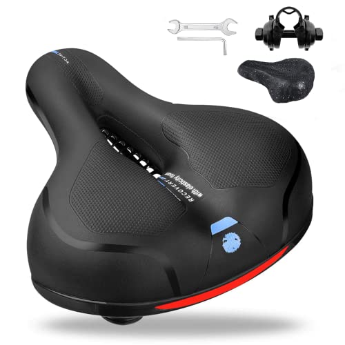 Selle de Vélo, Selle Velo Extra Large en Mousse à Mémoire et Ergonomique, Siège de Vélo Imperméable et Respirante pour Homme et Femme, pour Vélos de Route, VTT, Vélos de Ville (Mbleu)