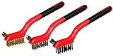 Supply Guru 3-Piece Cleaning Brush Detailing Wire Brush Set, Brass, Stainless Steel, and Nylon, Heavy Duty, Crimped Scratch Brush, Extra Cluster of Bristles for Hard-to-Reach Areas, Length 7".