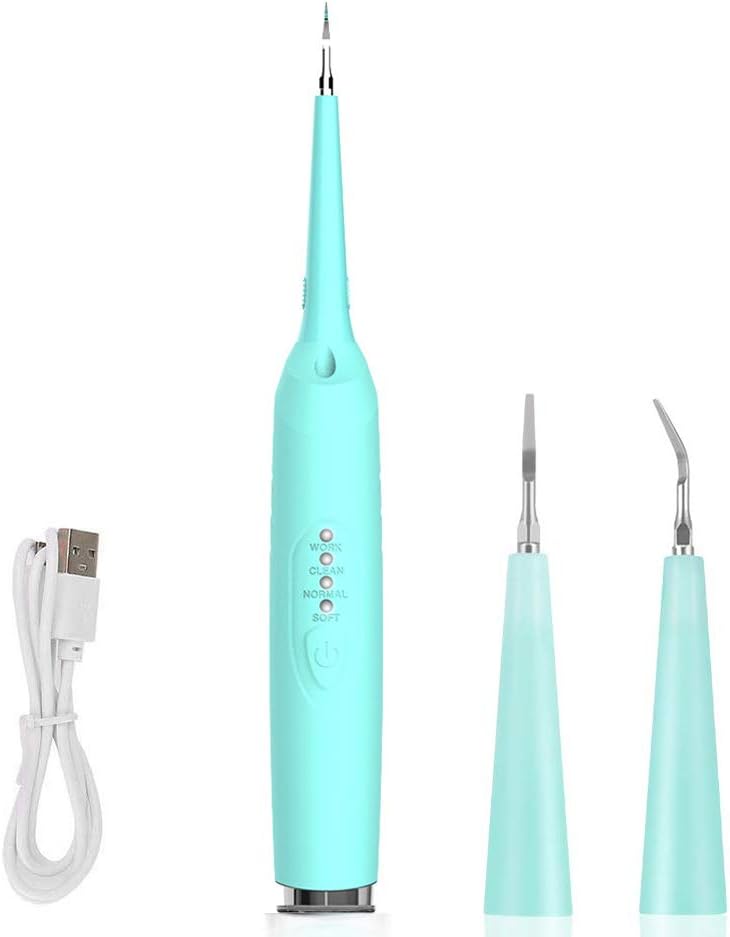 Electric Dental Calculus Remover Tartar Scraper Tartar Cleaning for Teeth Cleaning with 2 Clean Tips 3 Grades with LED Light,Charged with USB