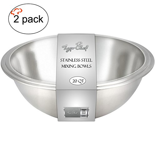 Tiger Chef Heavy Duty Mixing Bowl 20 Quart All-purpose Mixing Bowls for Home and Commercial Use - Best Prep Bowls for cake mixtures, dough