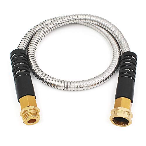Cesun 10 Feet Metal Garden Hose, Short Connector Hose, Water Hose Extension, Extremely Flexible Lead-in Hose, for Hose Reel/RV/Dehumidifier, Lightweigh