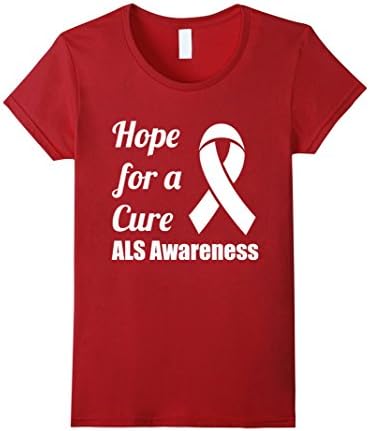 Womens Hope for a Cure ALS Awareness Ribbon T-Shirt XL Cranberry