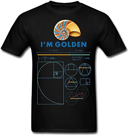 Golden Ratio Men's Women's Unisex T-shirt,Fibonacci Spiral Math Graphic Tee,I'm Golden Shirt,085 (Black, Medium)
