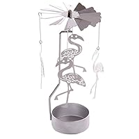 Puckator Spin16 lantern With Candle Flamants Roses, In Metal, Colour: Silver,