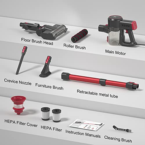 Corded Stick Vacuum Cleaner, 600W 20Kpa Stick Vacuum with AntiTangle Motorized Led Floor Brush