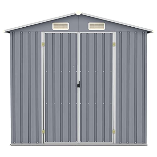 vidaXL Gerätehaus Ohne Boden Doppeltür Geräteschuppen Garten Schuppen Gartenhaus Gartenschuppen Grau 205x129x183cm… – Bild 5