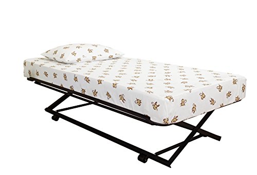 Pilaster Designs - 39'' / Twin Size Black Metal High Riser Bed Frame With Pop Up Trundle