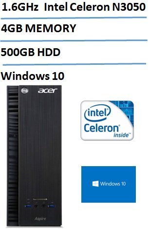 Acer Aspire XC Compact Desktop (Intel Dual-Core Processor up to 2.16GHz, 4GB RAM, 500GB Hard Drive, DVDRW, HDMI, USB 3.0, Windows 10 Home) (Certified Refurbished)