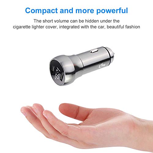LIW Fast Car Charger, Full Metal case, USB QC 3.0 & Type C, LED Display Car Voltage Detector, 48W, for Cell Phones, iPhone, iPad, Samsung, LG