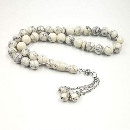 DUOJINZ Muslim Tasbih White Turquois Prayer Beads 33 Beads Stone Rosary