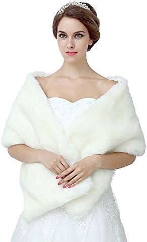 Diyouth Ivory Shawl Wrap Faux Fur Scarf Stoles for Wedding Dresses