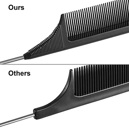 2 Pieces Tail Combs Carbon Fiber Teasing Combs Rat Tail Lifting Combs