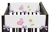 Sweet Jojo Designs 2-Piece Pink and Purple Butterfly Teething Protector Cover Wrap Baby Girl Crib Side Rail Guards