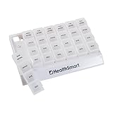 HealthSmart Weekly Pill Organizer Medication Planner, White and Clear, Large
