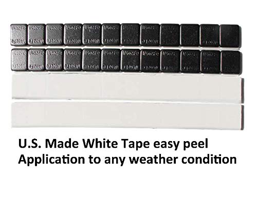 Accretion 1/4 Oz, 0.25 Oz, Black, Lead Free Adhesive Backed Wheel Weights,with USA Made White Tape(360 pcs).