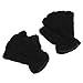 APAS Women Winter Fluffy Bear Cat Plush Paw Claw Glove Half Finger Cute Gloves Mittens Black