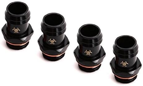 Enzotech G1/4" to 1/2" Barb Fitting for Soft Tubing, Black, 4-Pack