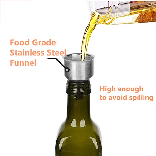 Olive Oil Dispenser Bottle-4 Pack of 17 oz Glass Olive Oil Bottles with Easy Pour Spout Set - Oil and Vinegar Cruet Set with Food Grade Funnel Drip Free Olive Oil Carafe Decanter for Kitchen - Thumbnail 3