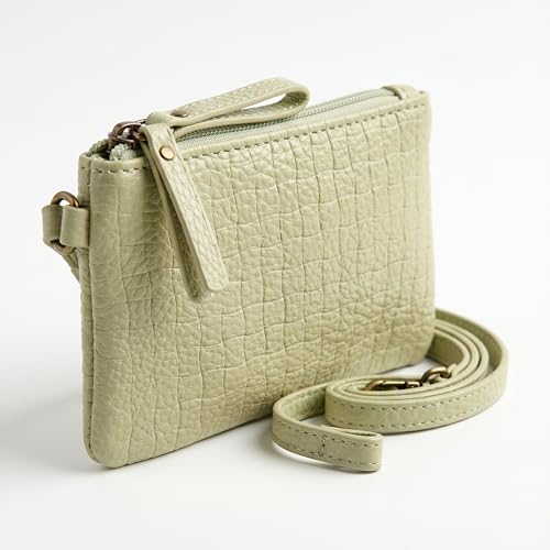 Women's Summer Bag – Raffia Bag with Green Details – Wicker Bag – Matching Purse – Beach Basket with Zip (Green)