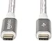 Amazon Basics Double Braided Nylon USB-C to USB-C 3.1 Gen 1 Cable with Power Delivery (5 Gbps) | 6 feet, Silver