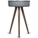 Sierra Modern Home Studio Smart Table with Built in 360° Bluetooth Speaker and Wireless Qi Charger, Dark Oak Wood