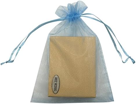 SUNGULF 100pcs Organza Pouch Bag Drawstring 5"x7" 13x18cm Strong Gift Candy Bag Jewelry Party Wedding Favor (Light Blue)