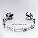 ELFASIO Adjustable Size Men Skull Bracelet Stainless Steel Skeleton Bones Silver Cuff Biker Bangles