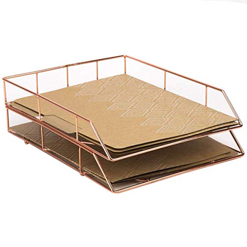 U Brands Desktop Letter Tray, Wire Metal, Copper/Rose Gold Pricepulse