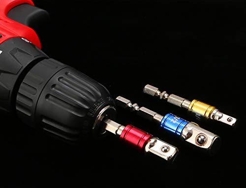 Senrob 3 Pcs Impact Grade Socket Drill Adapter Set Power Hand Tools Nut Driver 1/4" 3/8" 1/2" - Thumbnail 6