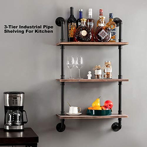 ROGMARS Industrial Pipe Wall Floating Shelves Rustic Industrial Pipe
