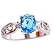 Psiroy 925 Sterling Silver Created Blue Topaz Filled Promise Ring