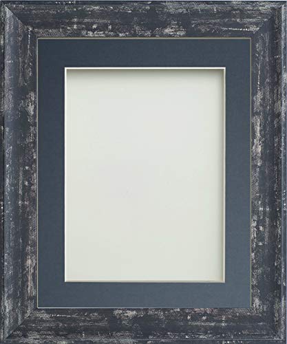 Frame Company Lynton Coal Photo Frame with Blue Mount, A4 for 10x6 inch, fitted with perspex