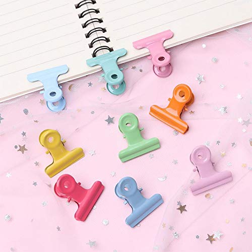 OUTOPEN Metal Bulldog Binder Paper Clips Paint Candy Color for Food Bags, Pictures Photos, Art Crafts, Home Office Supply 5pcs