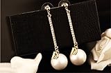 P.phoebus 18K Gold Vintage White Pearl Swarovski Crystal Studs Earrings Rhinestones Dangle Charms Hoops For Women Girls