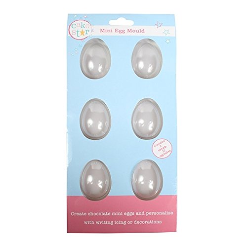 6 Mini Chocolate Egg Moulds, Mini Easter Egg Smooth Mold for 12 Half Eggs or 6 Complete - 50mm x 36mm, Transparent, 84868