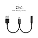 2in1 Lightning Adapter for iPhone IOS 10.2.1,MINIMALISM USB Charger and 3.5mm Earphone Cable Adapter [No Music Control] for iPhone 7/7 Plus/6s/6/5s/se -Black