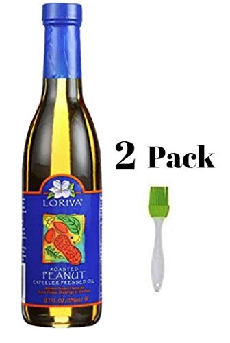 Loriva Peanut Oil Pure Roasted Expeller Pressed Oil, 12.7 oz (Pack of 2) Bundled with Silicone Basting Brush in a Prime Time Direct Sealed Bag