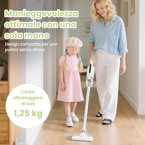 Suirviz U5PRO Cordless Vacuum Cleaner, 28,000Pa Powerful Suction, 35Min Autonomy, Ultra Light Electric Broom with HEPA Filter, Rotating Head for Pet Hair, Hard Floors, Home and Car