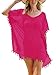 Adreamly Women's Stylish Chiffon Tassel Kaftan Swimsuit Beachwear Cover Up Free Size Rose Red