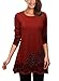 DJT Women's Scoop Neck Long Sleeve Stretchy Irregular Hem Casual Blouse,Wine Red,One Size