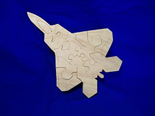 Childs Wooden Puzzle F-22 Raptor Jet Fighter, 9 3/4"Long, 7 1/2"Wide, 3/4"Thick, 8 pieces